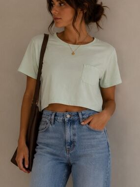 Richer Poorer Pale Mint Cropped Pocket Tee
